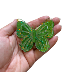 APLIQUE BORBOLETA GLITTER NATAL ACRÍLICO ADL - 6CM - COR VERDE - 1 UNIDADE - comprar online