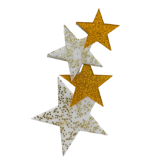 APLIQUE ESTRELA BRANCA ACRILICO ADL NATAL- ARCO - 12x6CM - 1 UNIDADE