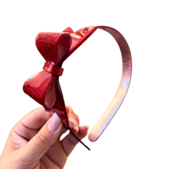 TIARA LAÇO VERMELHO NATAL ACRILICO ADL - 1 UNIDADE