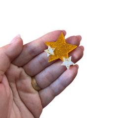 APLIQUE ESTRELA DOURADA NATAL ACRÍLICO ADL - 4CM - 1 UNIDADE - comprar online