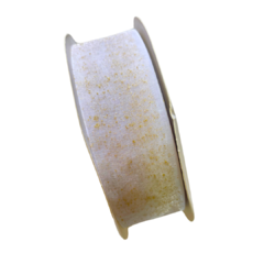 FITA ORGANZA FOIL DOURADO - BRANCO - 38MM - 1 METRO