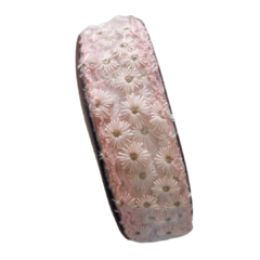 FITA ORGANZA BORDADA MARGARIDA - ROSA - 38MM - 1 METRO