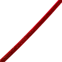 FITA VELUDO GLITTER - VERMELHA - 10MM - 1 METRO