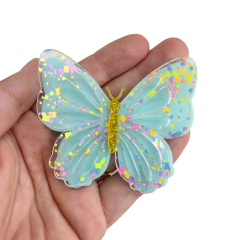 APLIQUE BORBOLETA GLITTER ACRÍLICO ADL - 6CM - COR VERDE CANDY - 1 UNIDADE - comprar online