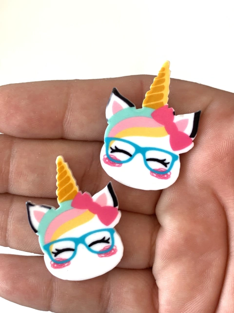 APLIQUE UNICÓRNIO ÓCULOS - 2 UNIDADES