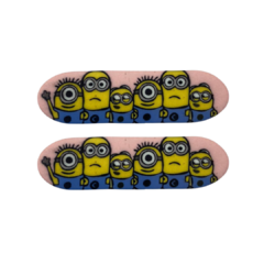 CLIP PLACAS MINIONS - FUNDO ROSA - 6,5CM - 2 UNIDADES