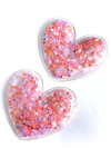 APLIQUE CORAÇÃO TRANSPARENTE MULTICOR ROSA - ESTRELINHAS - 2 UNIDADES