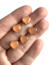 APLIQUE PEDRA CORAÇÃO TANGERINA (10MM) - 5 UNIDADES