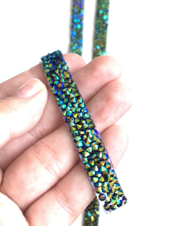 MANTA STRASS PRETA FURTA COR - 2 FILEIRAS - 1CM