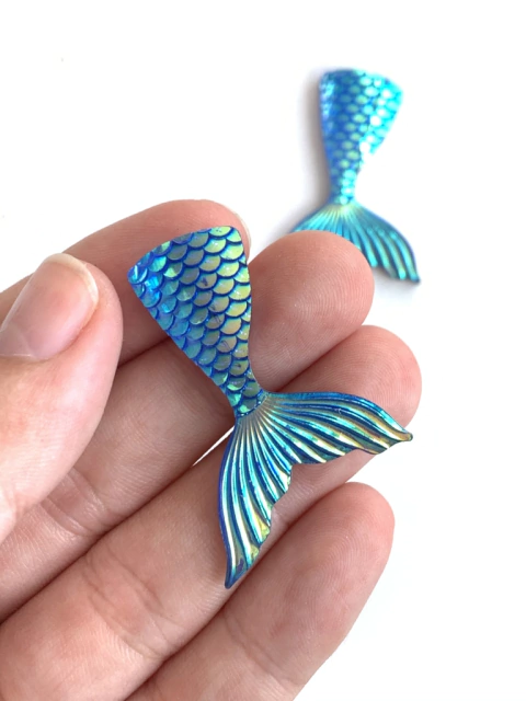 APLIQUE CAUDA SEREIA VERDE HOLOGRÁFICA - 2 UNIDADES