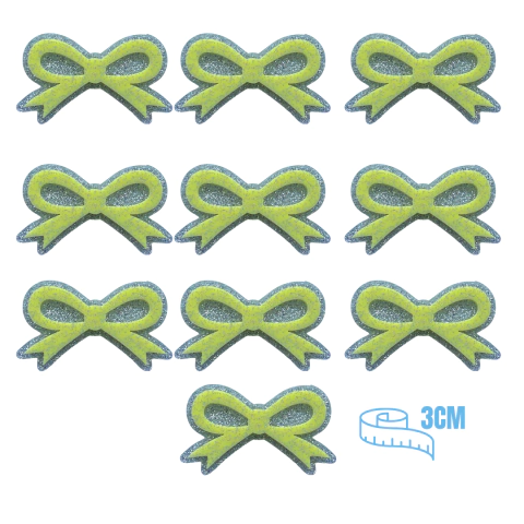 KIT APLIQUE LAÇO GLITTER ACRILICO ADL - AMARELO - COLEÇÃO CANDY - 3CM - 10 UNIDADES - comprar online