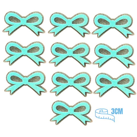 KIT APLIQUE LAÇO GLITTER ACRILICO ADL - VERDE - COLEÇÃO CANDY - 3CM - 10 UNIDADES - comprar online