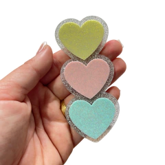 KIT APLIQUE TRIO CORAÇÃO BIG GLITTER ACRILICO ADL - COLEÇÃO CANDY - 10CM - 10 UNIDADES na internet