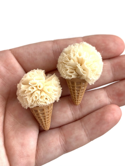 APLIQUE SORVETE BEGE - CASQUINHA BEGE - 2 UNIDADES