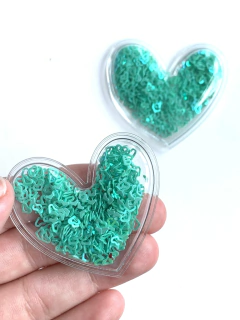 APLIQUE CORAÇÃO TRANSPARENTE - CORAÇÃO VERDE - 2 UNIDADES - comprar online