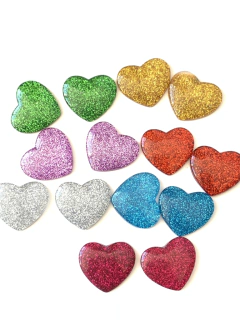 APLIQUE CORAÇÃO MINI RESINA GLITTER PINK - 2 UNIDADES - comprar online