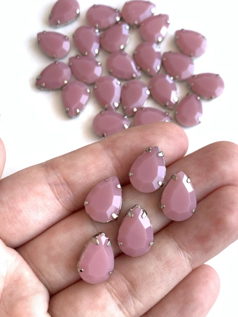 APLIQUE PEDRA GOTA ORQUÍDEA (14MM) - 5 UNIDADES