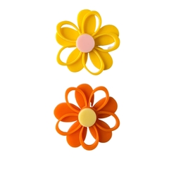 APLIQUE FLOR DUPLA VAZADA CORES FORTES ADL - 3,5CM - AMARELO E LARANJA - 2 UNIDADES