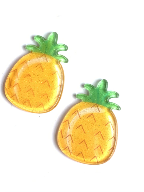 APLIQUE ABACAXI CLARO ACRÍLICO - 2 UNIDADES
