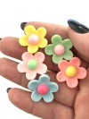 APLIQUE FLOR CORES SUAVES - 5 UNIDADES - CORES DIVERSAS