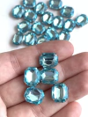 APLIQUE PEDRA OCTAGONAL AZUL CLARO (12MM) - 5 UNIDADES
