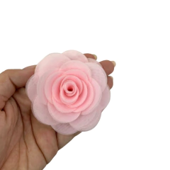 FLOR ORGANZA (VOIL) ROSA BEBÊ - 7CM - 1 UNIDADE - comprar online