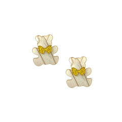 APLIQUE URSO MADRIPÉROLA ADL - LAÇO DOURADO - 3CM - 2 UNIDADES