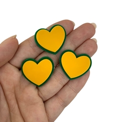 KIT CORAÇÃO VERDE E AMARELO DUPLO COPA ADL - 2,5CM - 3 UNIDADES - comprar online