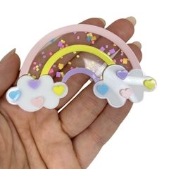 APLIQUE ARCO ÍRIS GLITTER CANDY ACRÍLICO ADL - COLEÇÃO SONHE - 5CM - 1 UNIDADE - comprar online