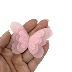 BORBOLETA VOIL TRÊS CAMADAS ROSA BEBÊ - 6,5X4,5CM- 1 UNIDADE - comprar online