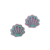 APLIQUE CONCHA ACRÍLICO ADL - 3CM - ROSA E VERDE - 2 UNIDADES