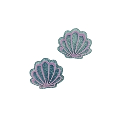 APLIQUE CONCHA ACRÍLICO ADL - 3CM - VERDE E LILÁS - 2 UNIDADES