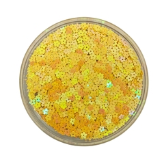 APLIQUE CONFETE GLITTER MINI FLOR AMARELA - 10 GRAMAS