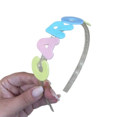 APLIQUE ALFABETO ACRILICO AZUL - 3CM - 2 UNIDADES - Aplique de Laço