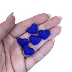 APLIQUE MINI CORAÇÃO AZUL ROYAL TECIDO - 1,5CM - 5 UNIDADES - comprar online