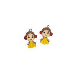 PINGENTE PRINCESA BELA RESINA - 2,5CM - 2 UNIDADES
