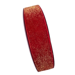 FITA VELUDO GLITTER VERMELHA - 38MM - 1 METRO