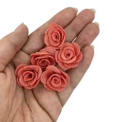 APLIQUE FLOR TECIDO CORAL - 5 UNIDADES - comprar online