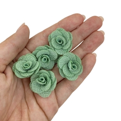 APLIQUE FLOR TECIDO VERDE - 5 UNIDADES - comprar online