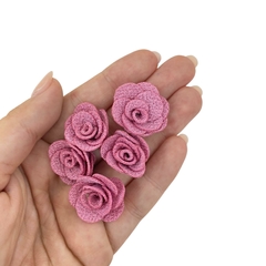 APLIQUE FLOR TECIDO ROSÉ MÉDIO - 5 UNIDADES - comprar online