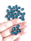APLIQUE PEDRA OVAL AZUL PETRÓLEO (10MM) - 5 UNIDADES