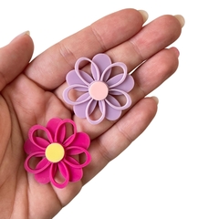 APLIQUE FLOR DUPLA VAZADA CORES FORTES ADL - 3,5CM - PINK E LILÁS - 2 UNIDADES - comprar online