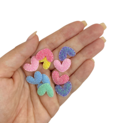 APLIQUE MINI CORAÇÃO GLITTER COLORIDO - 1,5 CM - 10 UNIDADES - comprar online