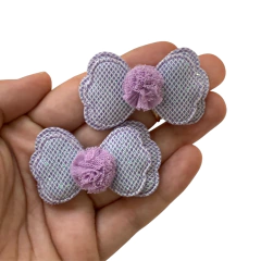 APLIQUE LAÇO COM POMPOM LILÁS - 55MM- 2 UNIDADES - comprar online