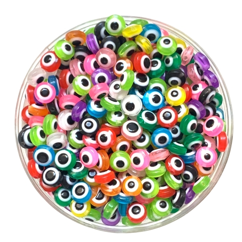MIÇANGA PULSEIRA OLHO GREGO COLORIDA - 8MM - 20 UNIDADES