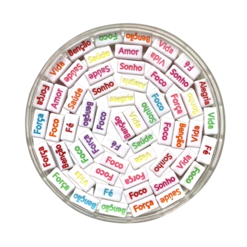 PASSANTE PASTILHAS DESEJOS FUNDO BRANCO - 5X15MM - 20 GRAMAS