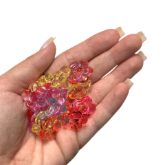 MIÇANGA PULSEIRA ARGOLA FLOR COLORIDA TRANSPARENTE - 20MM - 10 UNIDADES - comprar online