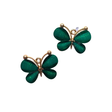 BORBOLETA DE METAL VERDE ESMERALDA - 2 UNIDADES