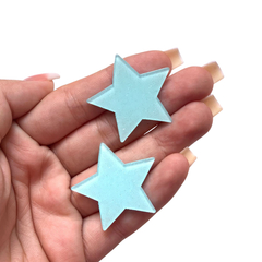 APLIQUE ESTRELA AZUL BEBÊ ACRÍLICO GLITTER - 30MM - 2 UNIDADES - comprar online