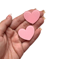 APLIQUE CORAÇÃO ROSA BEBÊ ACRÍLICO GLITTER - 30MM - 2 UNIDADES - comprar online